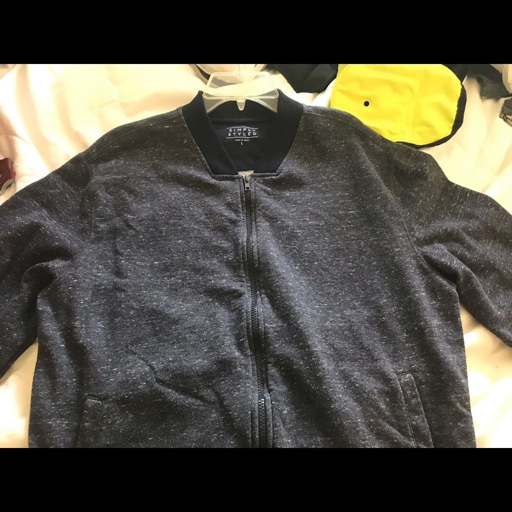 Navy Blue Styles Zippered Casual Jacket Large